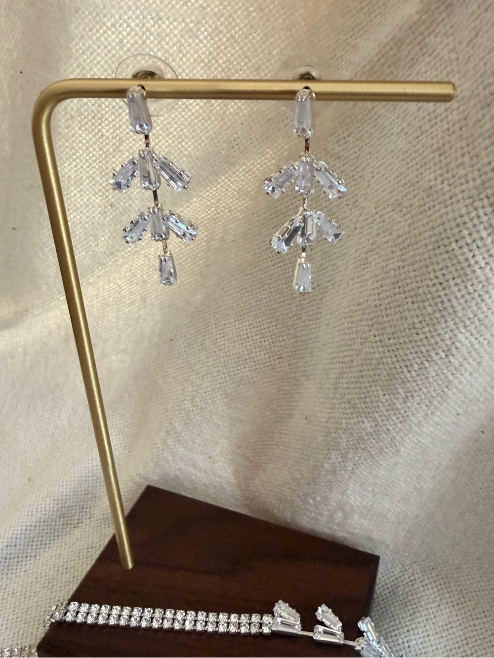 Crystal Drop Earrings and Necklace Set CZ - Prom Jewelry - Picture 6 of 7